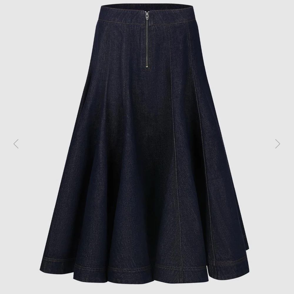 Women's Dark Indigo Flared Denim Skirt